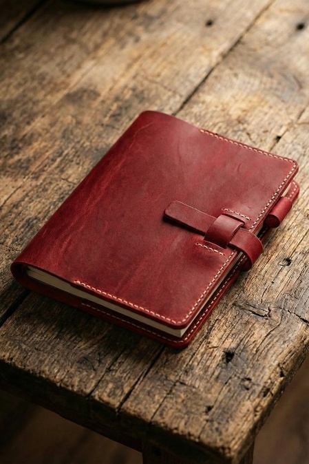 Agenda din piele naturală The Notebook PLUS by URBAN BAG dimensiune A5 - Roșu