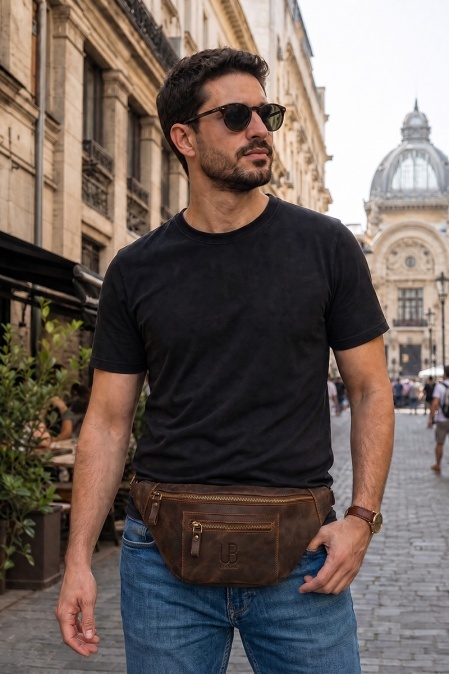 Borsetă de umăr din piele naturală URBAN BAG The Street – Maro Închis - Img 4
