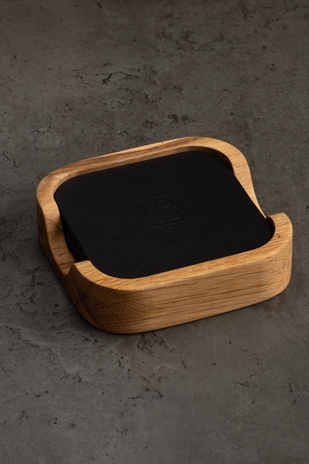 Coaster pătrat URBAN BAG din piele naturală – Negru