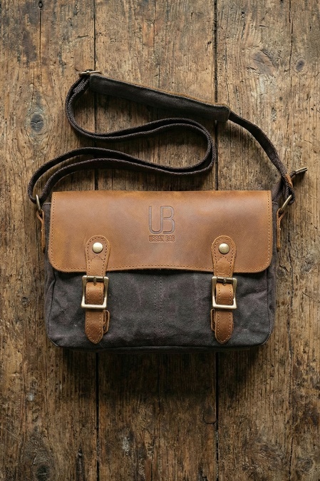 Geantă pentru femei din piele naturală și material textil cerat URBAN BAG Siena - Gri