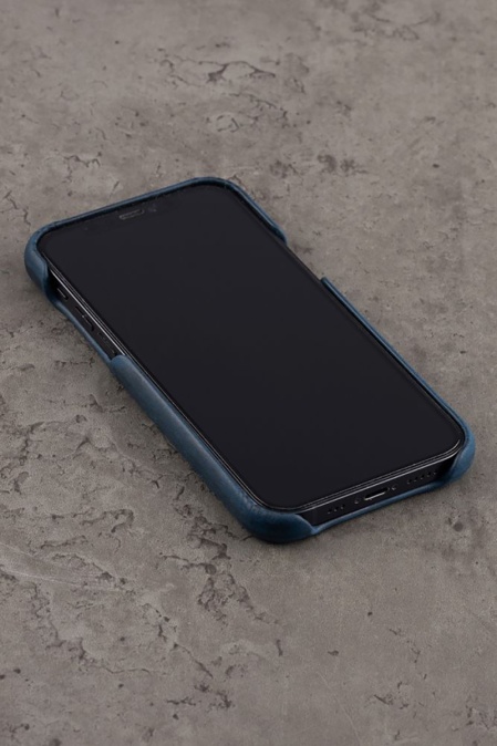 Husă din piele naturală Crazy Horse URBAN BAG pentru Iphone Handcrafted in România - Albastru
