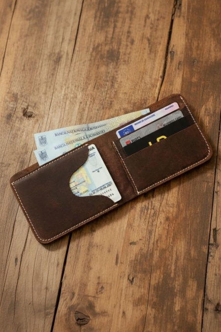 Portofel handmade din piele naturală URBAN BAG Concept 2 – Maro Închis - Img 2