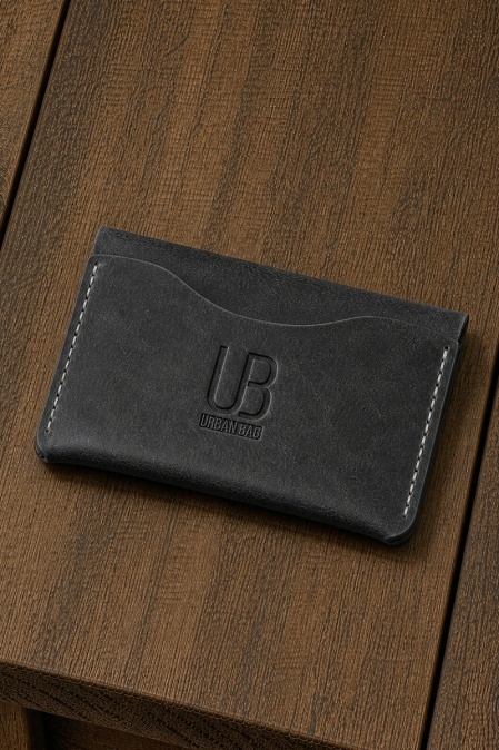 Portofel handmade din piele naturală URBAN BAG Pocket – Negru - Img 2