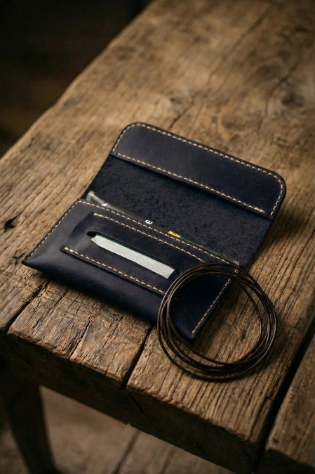Portofel pentru tutun handmade din piele naturală URBAN BAG The Pouch - Negru - Img 2