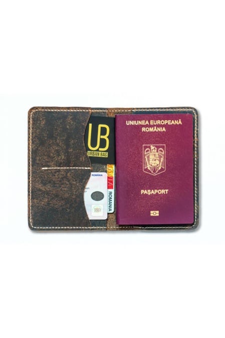 Portofel/Port pașaport handmade din piele naturală URBAN BAG Journey – Maro Închis - Img 4