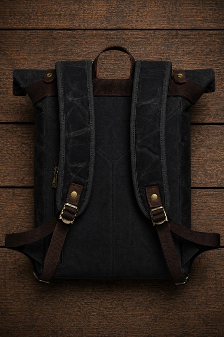 Rucsac din piele naturală și material textil cerat URBAN BAG Bristol - Negru - Img 2
