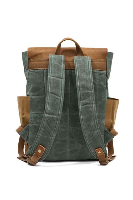 Rucsac din piele naturală și material textil cerat URBAN BAG Memphis – Verde - Img 11