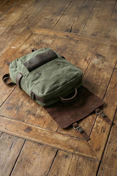 Rucsac din piele naturală și material textil pentru bărbați și femei URBAN BAG Otto – Verde - Img 4