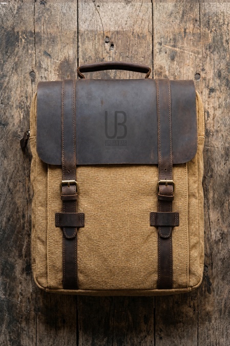 Rucsac din piele naturală și material textil URBAN BAG Lugano – Bej