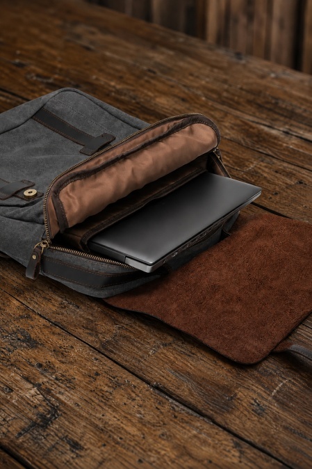 Rucsac din piele naturală și material textil URBAN BAG Lugano – Gri - Img 4