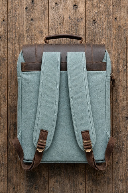 Rucsac din piele naturală și material textil URBAN BAG Lugano – Light Blue - Img 2