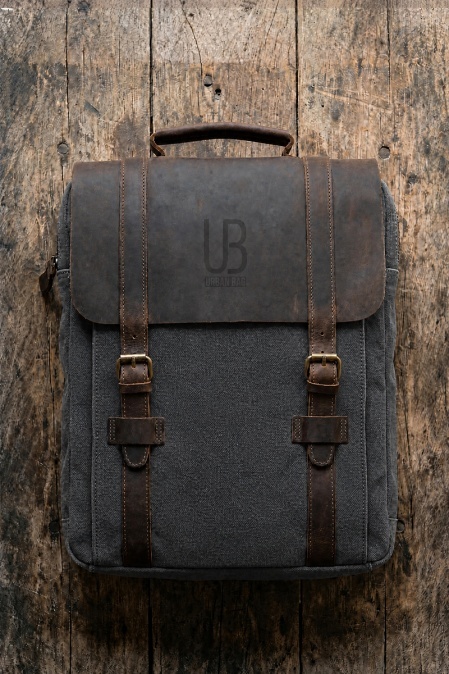 Rucsac din piele naturală și material textil URBAN BAG Lugano – Negru