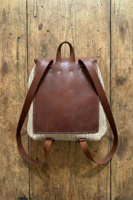 Rucsac handmade din bumbac și piele naturală URBAN BAG The Vintage - Img 2