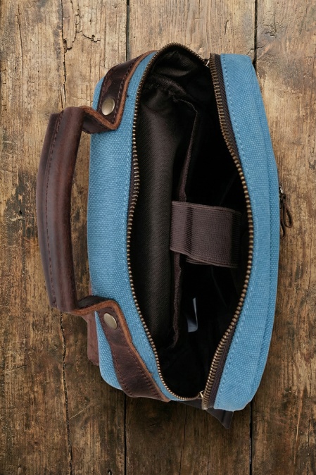 Rucsac pentru femei și copii din piele naturală și material textil URBAN BAG Little Lugano – Bleu Ciel - Img 3