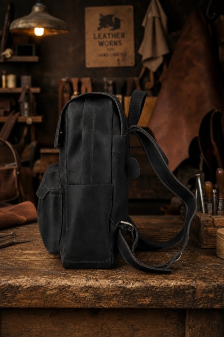Rucsac realizat integral din piele naturală URBAN BAG Chelsea - Negru - Img 3