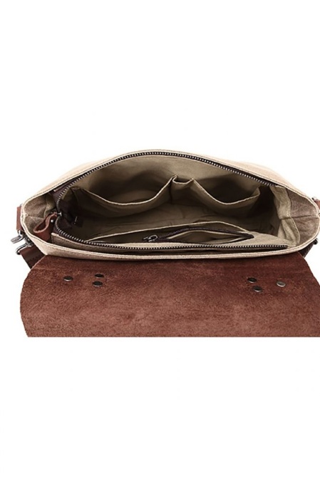 Geantă de umăr din piele naturală și material textil cerat URBAN BAG Goteborg – Coffee - Img 4