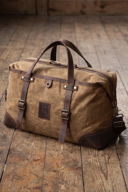 Geantă de voiaj duffle bag din piele naturală și material textil cerat URBAN BAG Savona - Maro