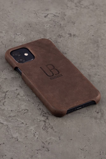 Husă din piele naturală Crazy Horse URBAN BAG pentru Iphone Handcrafted in România - Maro - Img 2
