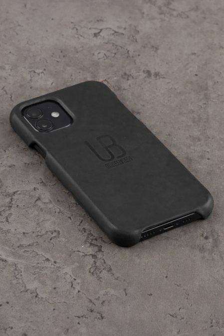 Husă din piele naturală Crazy Horse URBAN BAG pentru Iphone Handcrafted in România - Negru - Img 2