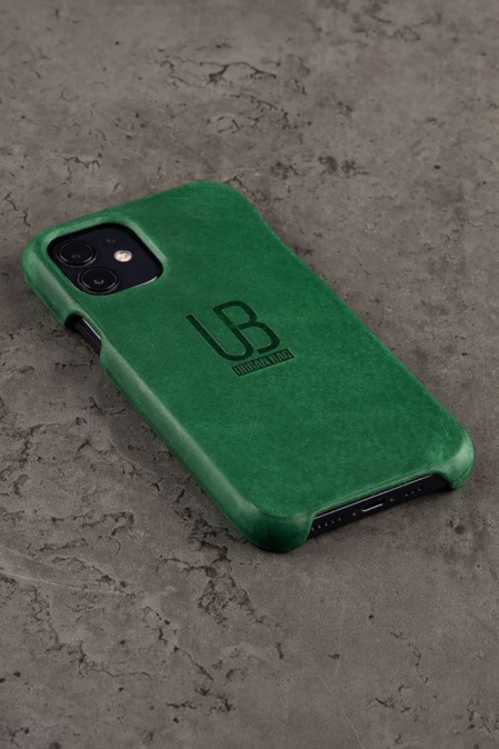 Husă din piele naturală Crazy Horse URBAN BAG pentru Iphone Handcrafted in România - Verde - Img 2