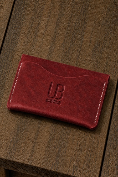 Portofel handmade din piele naturală URBAN BAG Pocket – Rosu - Img 2
