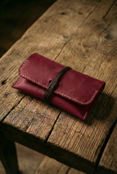 Portofel pentru tutun handmade din piele naturală URBAN BAG The Pouch - Roșu