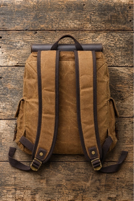 Rucsac din piele naturală și material textil cerat URBAN BAG Mantova – Maro - Img 2