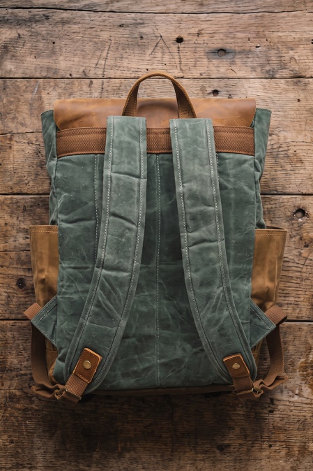 Rucsac din piele naturală și material textil cerat URBAN BAG Memphis – Verde - Img 2