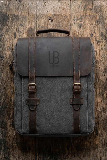 Rucsac din piele naturală și material textil URBAN BAG Lugano – Gri