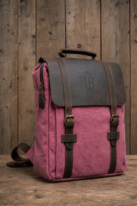 Rucsac din piele naturală și material textil URBAN BAG Lugano – Roz - Img 3