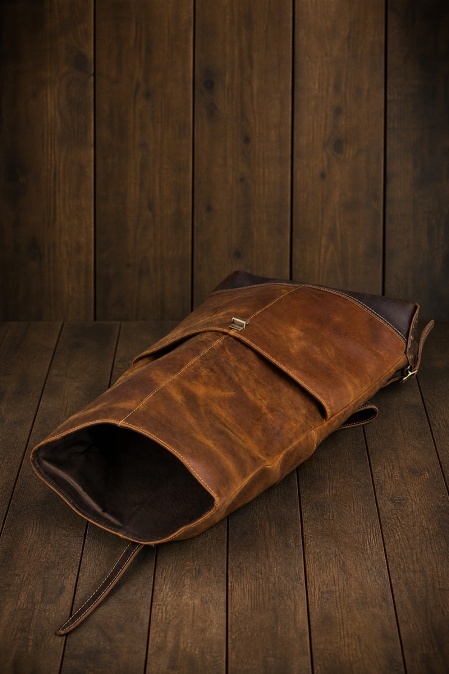 Rucsac realizat integral din piele naturală URBAN BAG Narvik - Maro - Img 4
