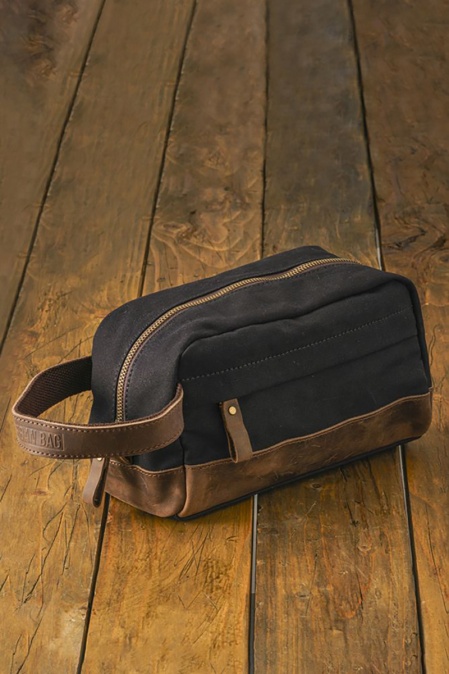 Toiletry bag din piele naturală și material textil URBAN BAG Journey - Negru