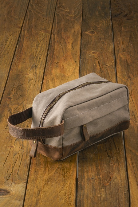 Toiletry bag din piele naturală și material textil URBAN BAG Journey - Gri