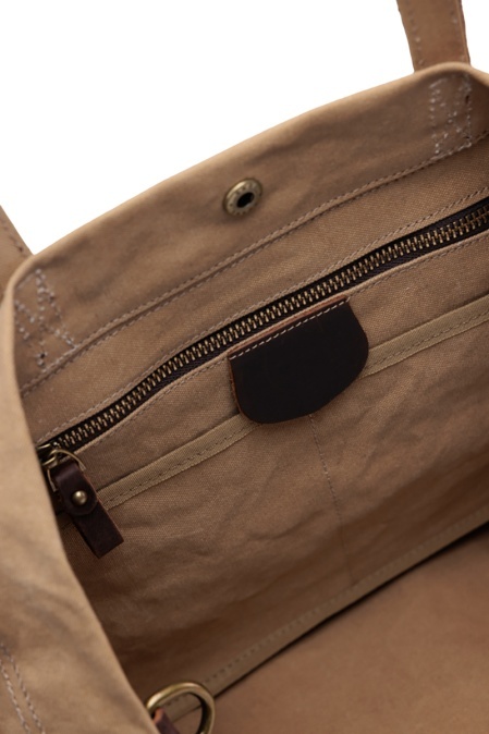 Tote bag din material textil și piele naturală URBAN BAG City Shopper - Bej - Img 4