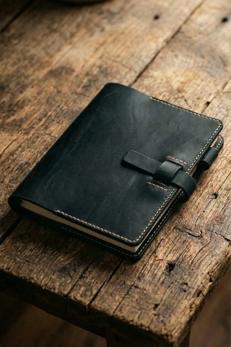 Agenda din piele naturala The Notebook PLUS by URBAN BAG dimensiune A5 - Negru