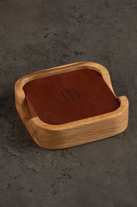 Coaster pătrat URBAN BAG din piele naturală – Maro