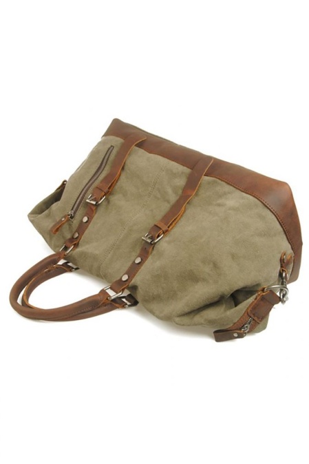 Geantă de voiaj din piele naturală și material textil cerat URBAN BAG Verona – Negru - Img 3