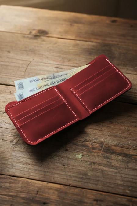 Portofel handmade din piele naturală URBAN BAG Concept 2 PLUS – Rosu - Img 2