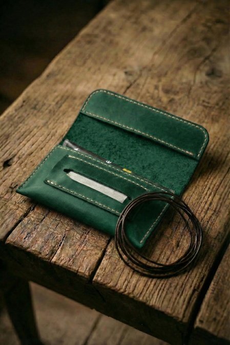 Portofel pentru tutun handmade din piele naturală URBAN BAG The Pouch - Verde - Img 2