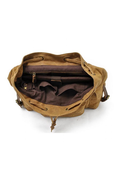 Rucsac din piele naturală și material textil cerat URBAN BAG Mantova – Maro - Img 3