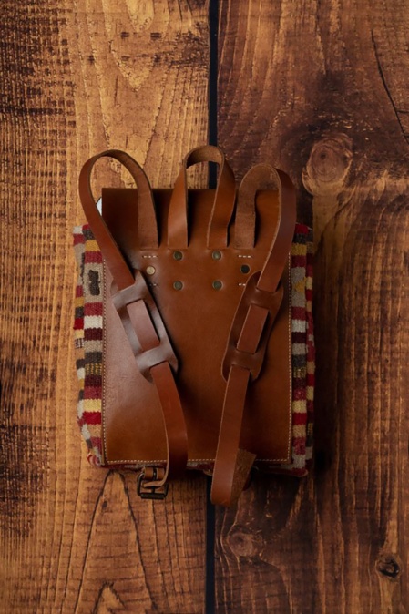 Rucsac handmade din piele naturală și material textil URBAN BAG The Ancuta - Img 2