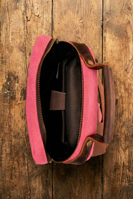 Rucsac pentru femei și copii din piele naturală și material textil URBAN BAG Little Lugano – Roz - Img 3