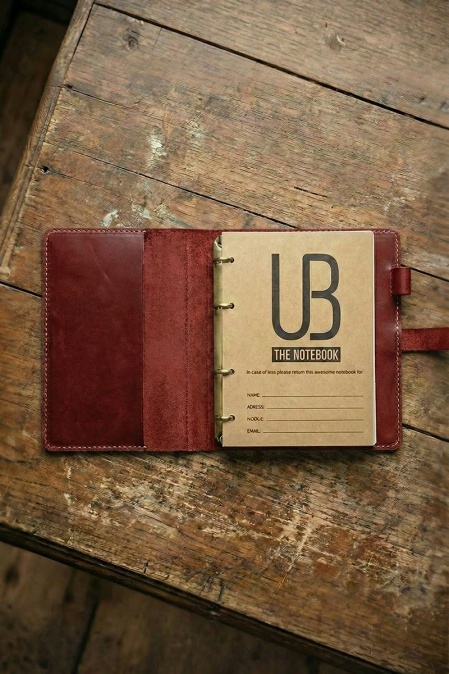 Agenda din piele naturală The Notebook PLUS by URBAN BAG dimensiune A5 - Roșu - Img 2