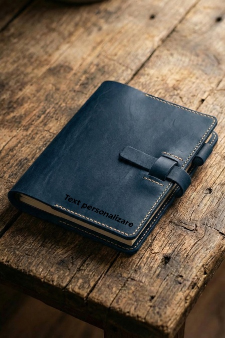 Agenda din piele naturală The Notebook PLUS by URBAN BAG, dimensiune A5 - Personalizată - Albastru