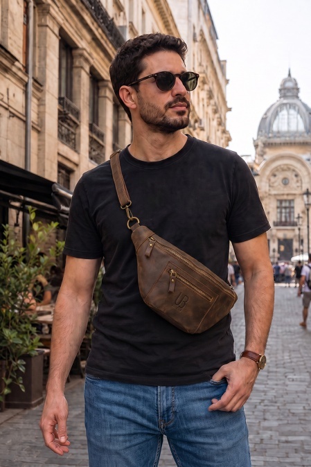 Borsetă de umăr din piele naturală URBAN BAG The Street – Maro Închis - Img 5