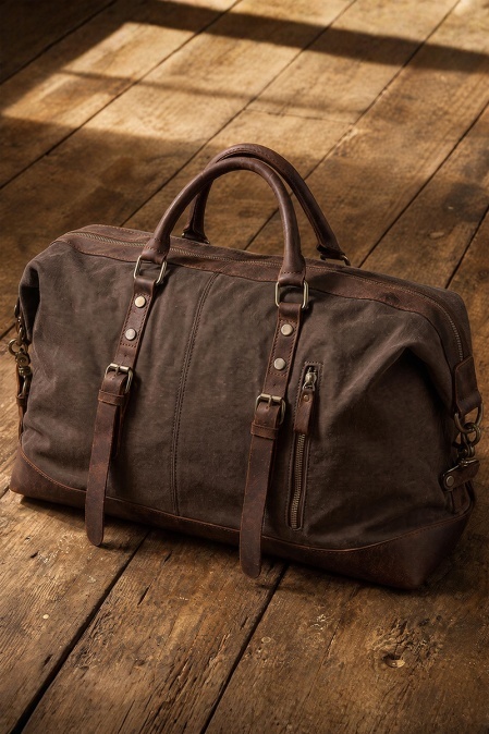 Geantă de voiaj din piele naturală și material textil cerat URBAN BAG Verona – Coffee