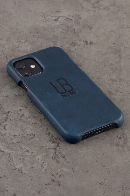 Husă din piele naturală Crazy Horse URBAN BAG pentru Iphone Handcrafted in România - Albastru - Img 2