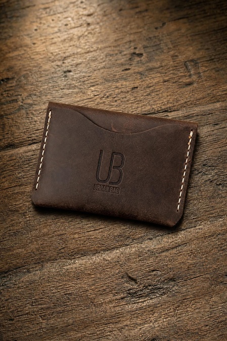 Portcard din piele naturală URBAN BAG Little Pocket – Maro Închis - Img 2