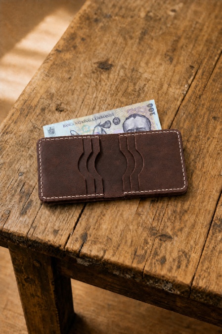 Portofel handmade din piele naturală URBAN BAG Fit – Maro Închis - Img 2