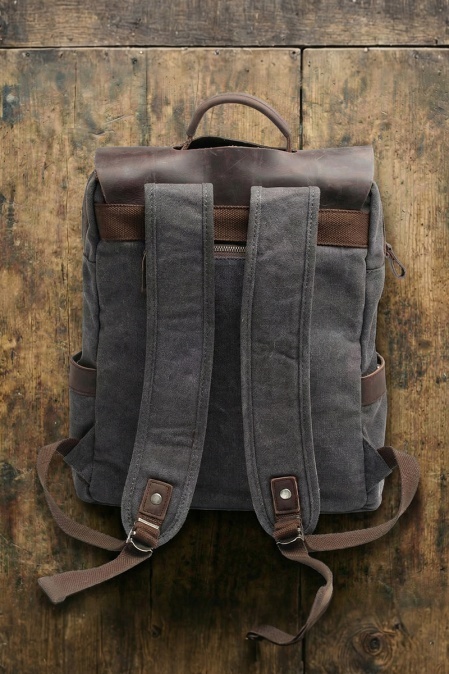 Rucsac din piele naturală și material textil pentru bărbați și femei URBAN BAG Otto – Gri - Img 2